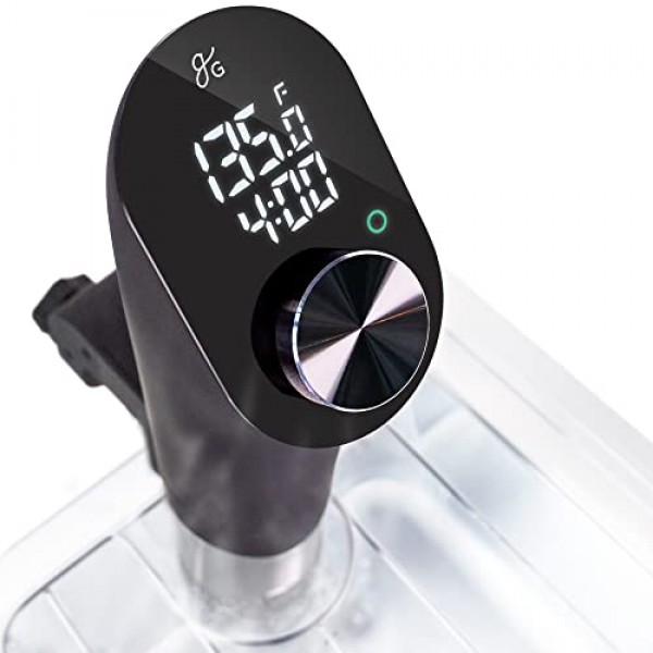 Greater Goods Pro Sous Vide 키트 - 1100와트, 강력하고 정밀한 Sous Vide 쿠커 및 프리미엄, Sous Vide 랙, 뚜껑 및 네오프렌 슬리브가 포함된 플라스틱 용기 | 세인트루이스에서 디