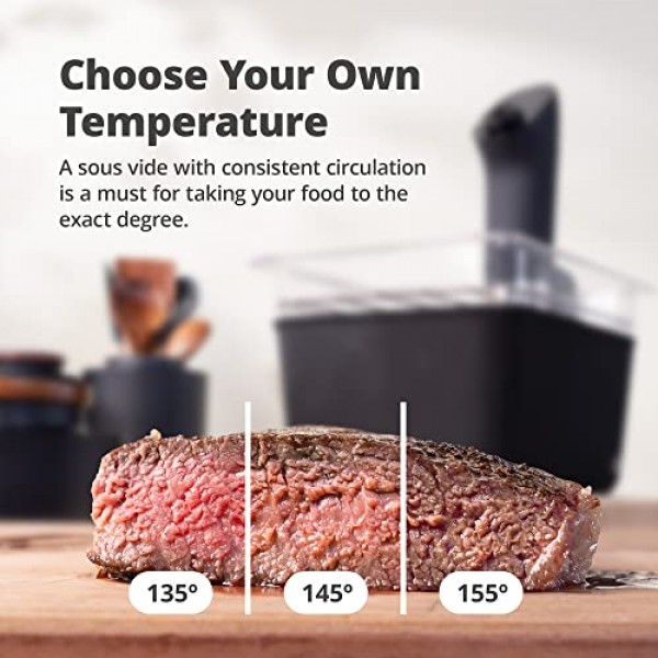 Greater Goods Pro Sous Vide 키트 - 1100와트, 강력하고 정밀한 Sous Vide 쿠커 및 프리미엄, Sous Vide 랙, 뚜껑 및 네오프렌 슬리브가 포함된 플라스틱 용기 | 세인트루이스에서 디