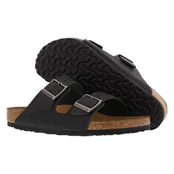 Birkenstock 남녀공용 애리조나 샌들, 블랙 오일드 가죽, 46 M EU