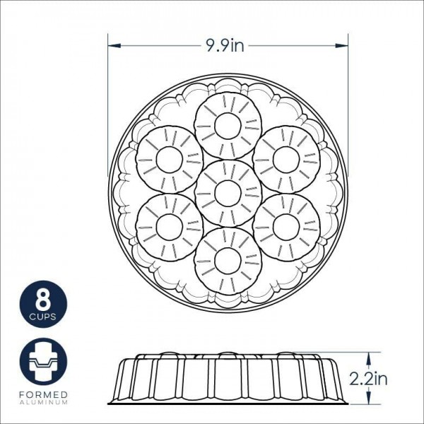 Nordic Ware 케이크 팬 파인애플 거꾸로 뒤집기, 8컵, 바다 유리
