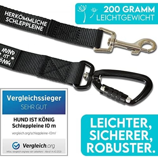 HUND IS KÖNIG® 강아지용 견인 가죽끈 - 긴 강아지 가죽끈 5m / 10m / 15m / 20m 그립 패드 - 성공적인 강아지 훈련을 위한 안전 카라비너가 있는 견고한 강아지 가죽끈 eBook 길