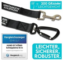 HUND IS KÖNIG® 강아지용 견인 가죽끈 - 긴 강아지 가죽끈 5m / 10m / 15m / 20m 그립 패드 - 성공적인 강아지 훈련을 위한 안전 카라비너가 있는 견고한 강아지 가죽끈 eBook 길