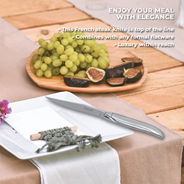 TopKnife Laguiole 단조 스테이크 나이프 세트(6개 세트) - 스테인레스 스틸 손잡이 - 선물 상자 포함