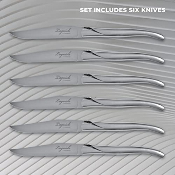 TopKnife Laguiole 단조 스테이크 나이프 세트(6개 세트) - 스테인레스 스틸 손잡이 - 선물 상자 포함