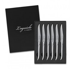 TopKnife Laguiole 단조 스테이크 나이프 세트(6개 세트) - 스테인레스 스틸 손잡이 - 선물 상자 포함