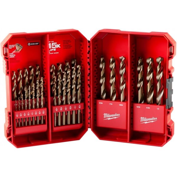 밀워키 전동 공구 48-89-2332 29피스 코발트 헬릭스 드릴 비트 세트, 레드