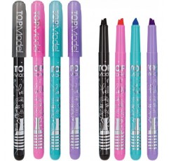 Depesche 11936 TOPModel - 검은색, 분홍색, 청록색, 보라색의 펠트펜 4개, 기울어진 이중 팁, 쓰기 및 장식용 캘리그래피 펜이 포함된 핸드 레터링 세트