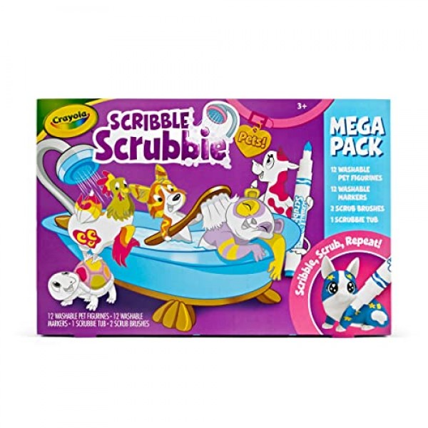Crayola Scribble Scrubbie Pets 메가 세트 2.0, 색칠 장난감, 소녀 및 소년을 위한 어린이 선물, 3, 4, 5, 6세 블루 메가 팩