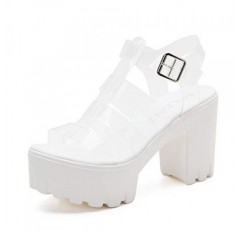 MACKIN J 625-1 클리어 샌들 청키 힐 플랫폼 웨지 샌들