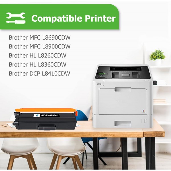 Brother TN423 TN-423 TN421 MFC-L8690CDW HL-L8260CDW DCP-L8410CDW HL-L8360CDW MFC L8690CDW MFC-L8900CDW(블랙 시안 4 옐로우 마젠타)용 Aztech 호환 토너 카트리지 교체,