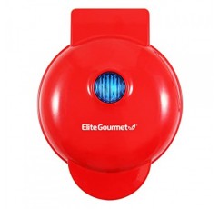 Elite Gourmet EWM015R# 전기 붙지 않는 4.5인치 미니 와플 메이커, 벨기에 와플, 컴팩트 디자인, 해시 브라운, 케토, 스낵, 샌드위치, 계란, 청소 용이, 레드