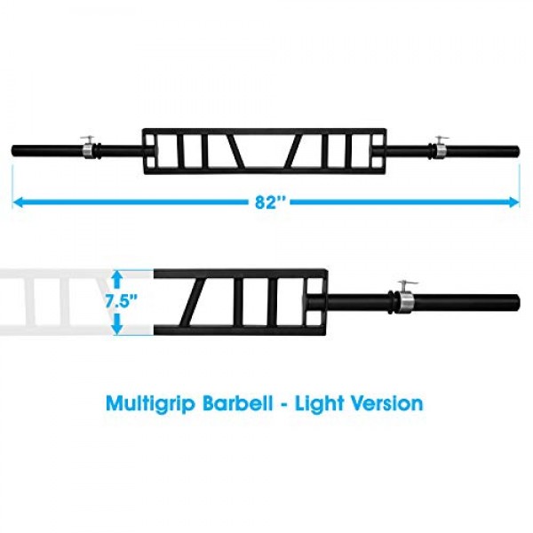 Yes4All 멀티 그립 바벨 및 케이블 부착 장치 - 스위스 바, 더 넓은 동작 범위를 위한 아메리칸 바, 2개의 칼라 포함, 올림픽 웨이트 플레이트에 적합 - 홈 체육관 및 서포