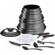 Tefal Ingenio Daily Chef ON Pots & Pans 세트 20개 쌓을 수 있는 탈착식 핸들 공간 절약 스틱형 인덕션 그레이 L7619402 20개 세트 싱글