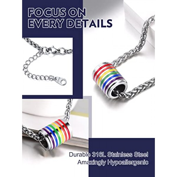 Bandmax LGBT 레인보우 펜던트 목걸이 여성 남성 사진 맞춤 목걸이 스테인레스 스틸 LGBT 레인보우 개 태그 목걸이 프라이드 쥬얼리