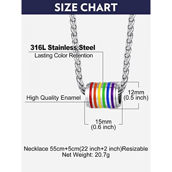 Bandmax LGBT 레인보우 펜던트 목걸이 여성 남성 사진 맞춤 목걸이 스테인레스 스틸 LGBT 레인보우 개 태그 목걸이 프라이드 쥬얼리