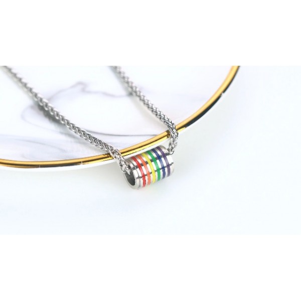 Bandmax LGBT 레인보우 펜던트 목걸이 여성 남성 사진 맞춤 목걸이 스테인레스 스틸 LGBT 레인보우 개 태그 목걸이 프라이드 쥬얼리