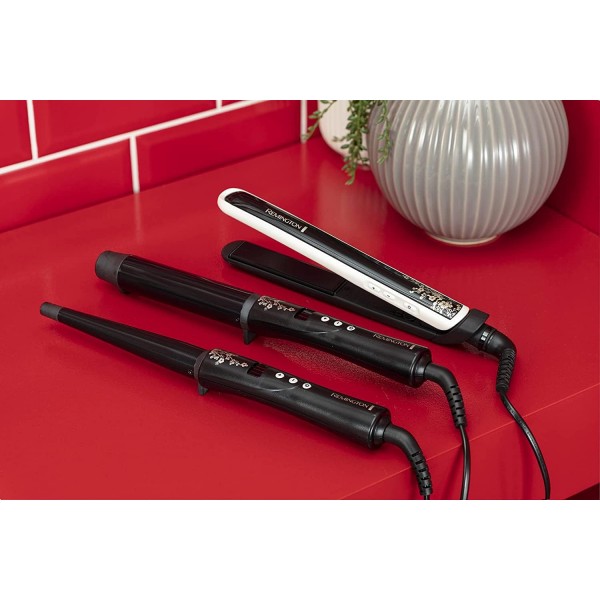 Remington 컬링 아이언 [원뿔형 13-25mm] Pearl Digital(진짜 진주가 있는 고품질 세라믹 코팅) LCD 디스플레이 130-210°C, 열장갑, 내츄럴 컬, 나선형 컬 및 비치 웨이브, CI951 컬링 