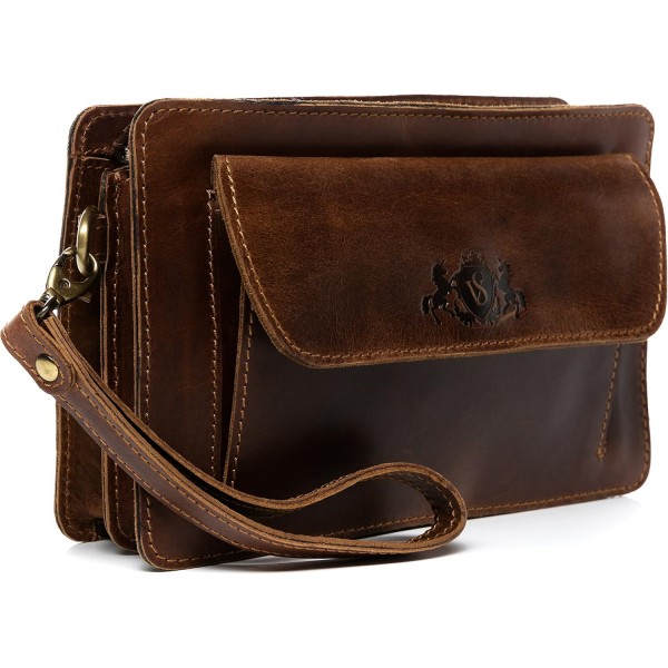 SID & VAIN 손목 가방 콘월 남성용 가방 리얼 가죽 가죽 가방 가죽 가방 남성용 가방 브라운