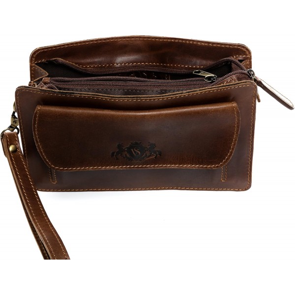 SID & VAIN 손목 가방 콘월 남성용 가방 리얼 가죽 가죽 가방 가죽 가방 남성용 가방 브라운