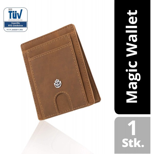 Noah Noir Slim Wallet with Magnet and Coin Pocket (9 Card Slots) 지갑 남성용 (돌핀) 브라운