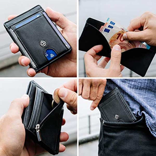 Noah Noir Slim Wallet with Magnet and Coin Pocket (9 Card Slots) 지갑 남성용 (돌핀) 브라운