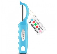 흠집 제거 장치가 내장된 Zulay 프리미엄 회전식 야채 필러 - 스테인레스 스틸 감자 필러 - 편안한 그립감을 갖춘 야채 필러 - 사과, 당근, 오이, 감자용 식품 필러 - 블루