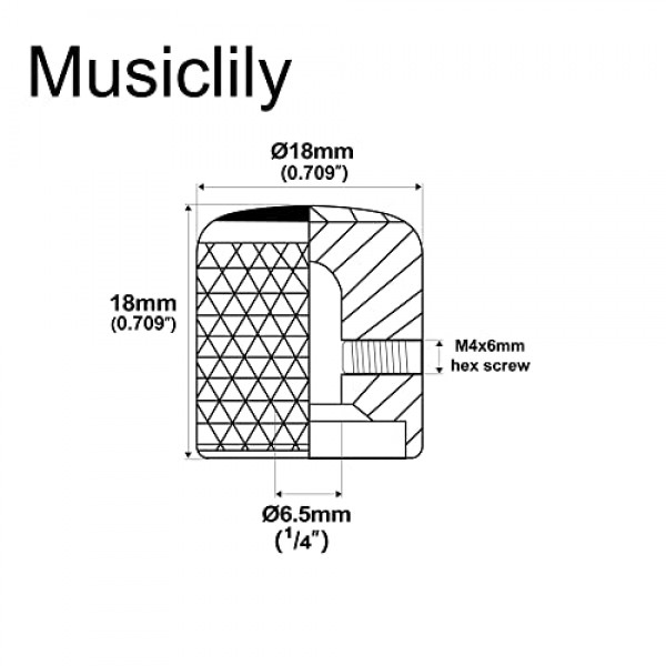 Musiclily Pro 1/4인치 스틸 전복 탑 돔 손잡이(고정 나사 포함) 일렉트릭 기타 또는 베이스용 범용 피팅 컨트롤 손잡이, 크롬(2개 세트)