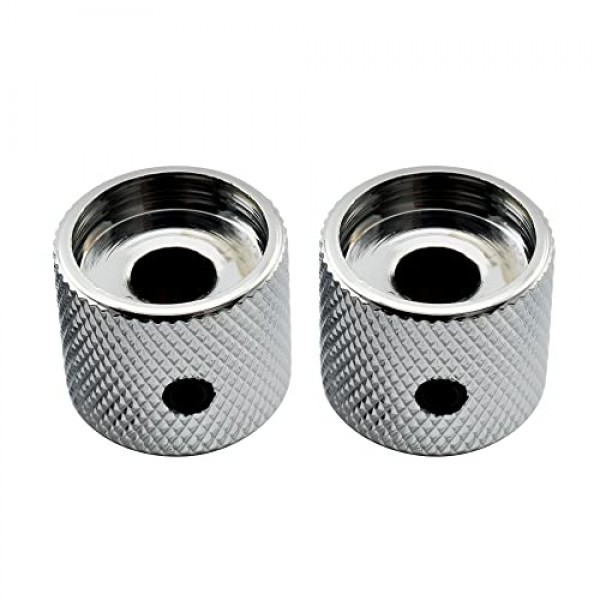 Musiclily Pro 1/4인치 스틸 전복 탑 돔 손잡이(고정 나사 포함) 일렉트릭 기타 또는 베이스용 범용 피팅 컨트롤 손잡이, 크롬(2개 세트)