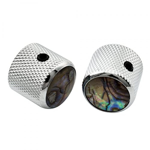 Musiclily Pro 1/4인치 스틸 전복 탑 돔 손잡이(고정 나사 포함) 일렉트릭 기타 또는 베이스용 범용 피팅 컨트롤 손잡이, 크롬(2개 세트)