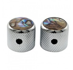 Musiclily Pro 1/4인치 스틸 전복 탑 돔 손잡이(고정 나사 포함) 일렉트릭 기타 또는 베이스용 범용 피팅 컨트롤 손잡이, 크롬(2개 세트)