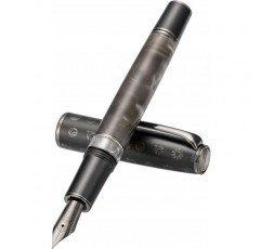 Hongdian N7 그레이 수지 피스톤 만년필, 상단에 이리듐 파인 포인트 클래식 펜 Robbit, 금속 상자 그레이 파인 포인트가 있는 부드러운 필기구