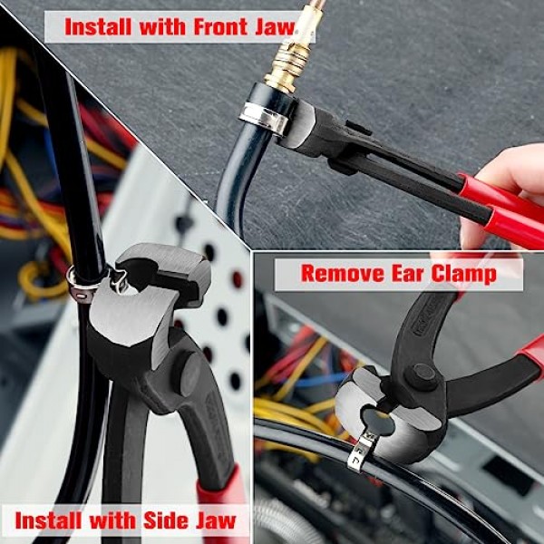 SPEEDWOX 9인치 이어 클램프 플라이어 전면 및 측면 조 핀치 클램프 플라이어 이어 클램프 집게 압착 도구 이어 호스 클램프 도구 클램프 핀서 클램프 압착 도구 네일 풀