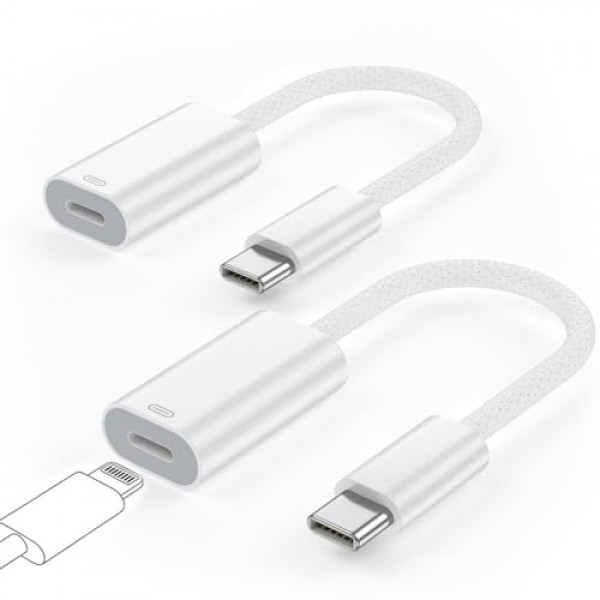 Lightning-USB C 충전 어댑터용, Lightning 암 커넥터용 2팩 USB C Male iPhone 15 Pro/Max iPad Pro Air/iPad 10 및 기타 유형 C 장치용 어댑터 PD 고속 충전