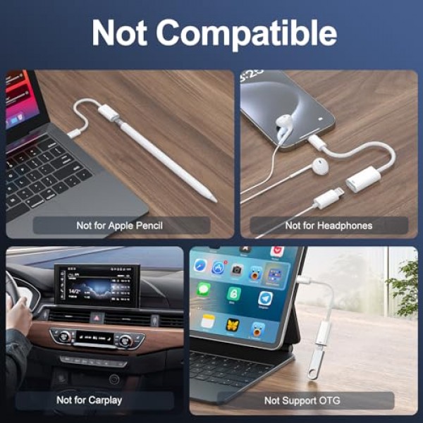 Lightning-USB C 충전 어댑터용, Lightning 암 커넥터용 2팩 USB C Male iPhone 15 Pro/Max iPad Pro Air/iPad 10 및 기타 유형 C 장치용 어댑터 PD 고속 충전