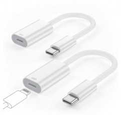 Lightning-USB C 충전 어댑터용, Lightning 암 커넥터용 2팩 USB C Male iPhone 15 Pro/Max iPad Pro Air/iPad 10 및 기타 유형 C 장치용 어댑터 PD 고속 충전