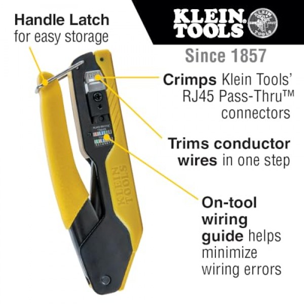Klein Tools VDV026-813 RJ45 이더넷 케이블 테스터 및 크림퍼 키트, 패스스루 기술, Cat5e/CAT6 데이터 애플리케이션용 커넥터 포함, 50개 팩
