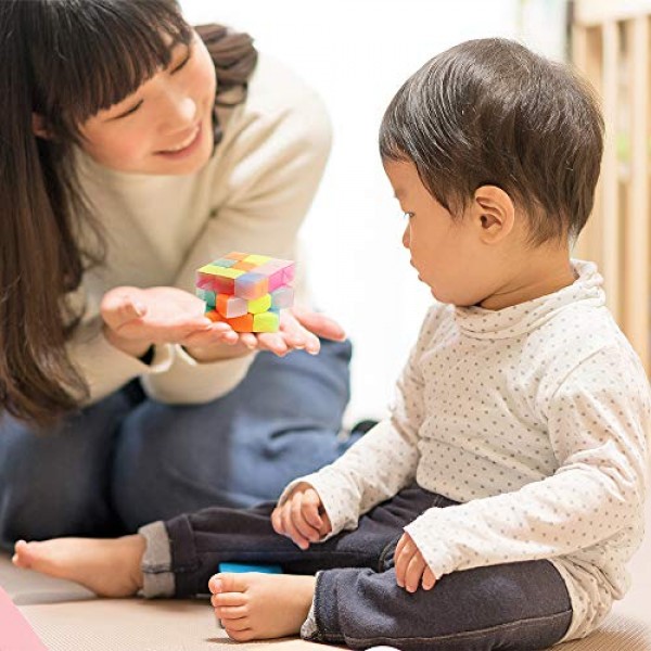 D-FantiX QY 장난감 전사 W 3x3 스피드 큐브 젤리 3x3x3 매직 큐브 퍼즐 투명 파스텔 색상