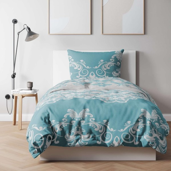 etérea 극세사 침대 린넨 Emma 장식품 135x200 2개 세트 - 지퍼가 달린 비철 - Oekotex 100-135 x 200 + 80 x 80 cm에 따른 알레르기 환자에게 적합 - 청록색 135x200 cm + 80x80 cm 청록색