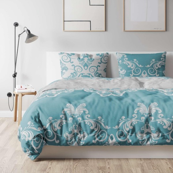 etérea 극세사 침대 린넨 Emma 장식품 135x200 2개 세트 - 지퍼가 달린 비철 - Oekotex 100-135 x 200 + 80 x 80 cm에 따른 알레르기 환자에게 적합 - 청록색 135x200 cm + 80x80 cm 청록색