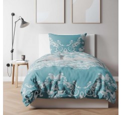 etérea 극세사 침대 린넨 Emma 장식품 135x200 2개 세트 - 지퍼가 달린 비철 - Oekotex 100-135 x 200 + 80 x 80 cm에 따른 알레르기 환자에게 적합 - 청록색 135x200 cm + 80x80 cm 청록색