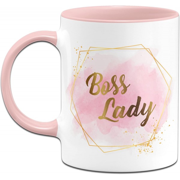 Mug Distillery Original Mug with Say Boss Lady - Lady Boss Edition in Gold Design - 업무용 웃긴 사무실 커피 머그, 상사, 동료를 위한 선물(핑크)