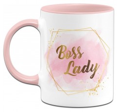 Mug Distillery Original Mug with Say Boss Lady - Lady Boss Edition in Gold Design - 업무용 웃긴 사무실 커피 머그, 상사, 동료를 위한 선물(핑크)