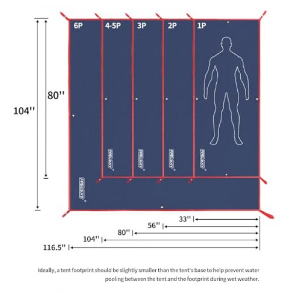Frelaxy 초경량 텐트 발자국, 방수 캠핑 방수포, 캠핑, 하이킹, 배낭 여행, 해먹, 해변 경험을 향상시키는 내구성 있는 텐트 바닥