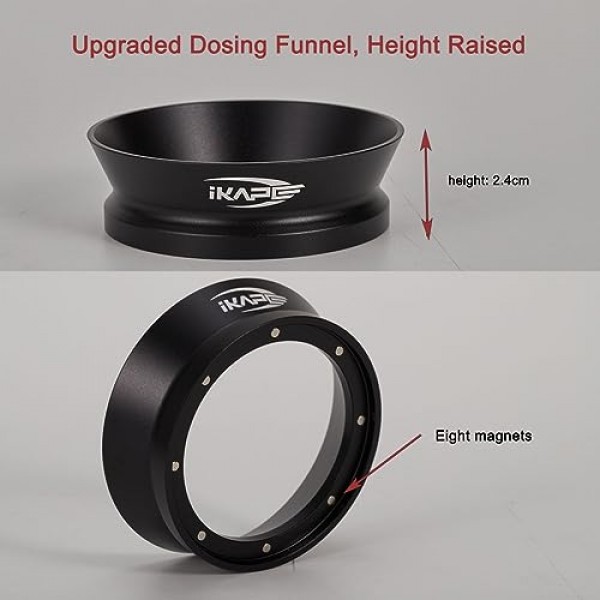 54mm 에스프레소 도징 깔때기, 8개의 자석이 있는 자기 도징 깔때기, 에스프레소 액세서리 54mm Breville Portafilter 시리즈와 호환되는 커피 도징 링(검은색)