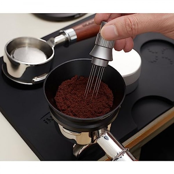 54mm 에스프레소 도징 깔때기, 8개의 자석이 있는 자기 도징 깔때기, 에스프레소 액세서리 54mm Breville Portafilter 시리즈와 호환되는 커피 도징 링(검은색)