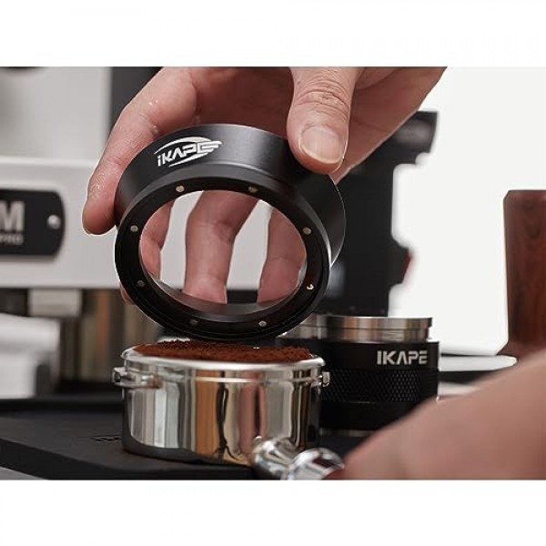 54mm 에스프레소 도징 깔때기, 8개의 자석이 있는 자기 도징 깔때기, 에스프레소 액세서리 54mm Breville Portafilter 시리즈와 호환되는 커피 도징 링(검은색)