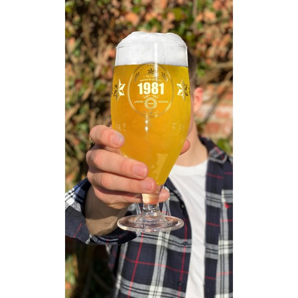 남성을 위한 40번째 생일 선물 - 한정판 1981 프리미엄 품질 맥주 잔(1파인트 / 580ml) 1981년 40번째 생일