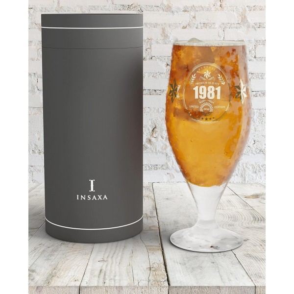 남성을 위한 40번째 생일 선물 - 한정판 1981 프리미엄 품질 맥주 잔(1파인트 / 580ml) 1981년 40번째 생일