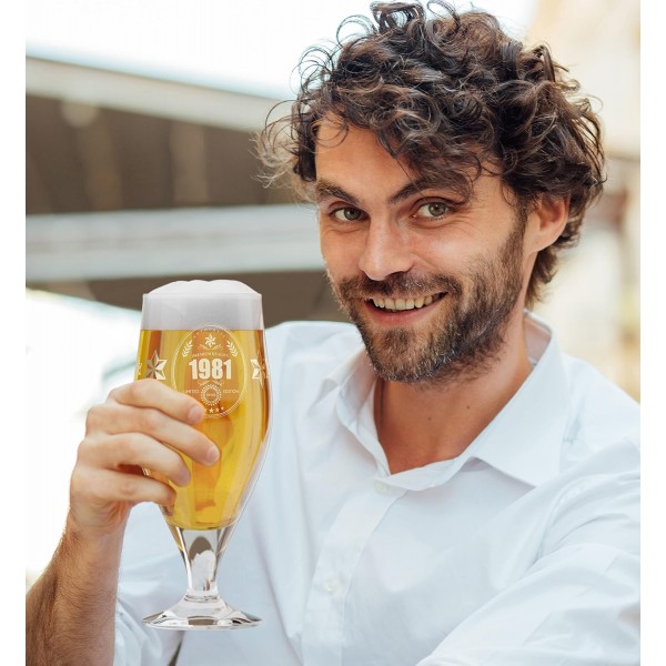 남성을 위한 40번째 생일 선물 - 한정판 1981 프리미엄 품질 맥주 잔(1파인트 / 580ml) 1981년 40번째 생일