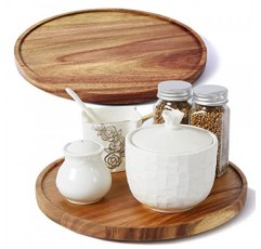 [ 2 팩 ] 10인치 아카시아 나무 레이지 수잔 정리함, 캐비닛용 ACIAZAAZ 레이지 수잔 턴테이블, 테이블용 주방 턴테이블 보관함, 조리대, 식료품 저장실